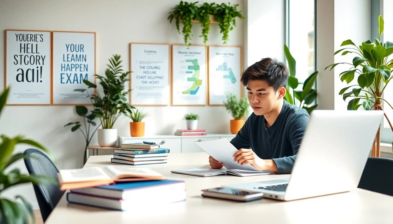 Alternatives to traditional exam prep displayed in a dynamic study setting highlighting online learning.