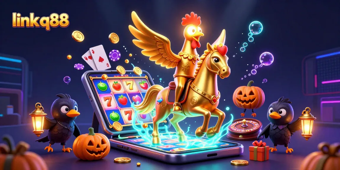 Experience thrilling action with link q88 in a vibrant casino scene featuring a golden rooster and dynamic slot gameplay.
