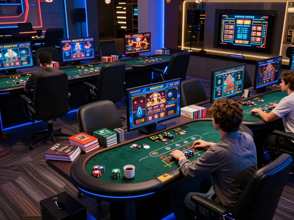 Player engaging in NHATVIP online casino game on multiple screens, showcasing dynamic gameplay