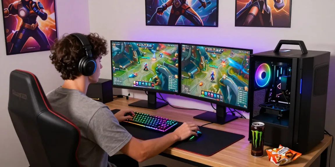 Intense gaming scene featuring Overwatch 2 Hacks on a high-spec setup with vibrant graphics and gamer-focused elements.