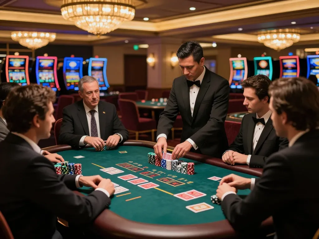 Players engaged in high-stakes blackjack at a luxury casino table featuring the MB66 brand