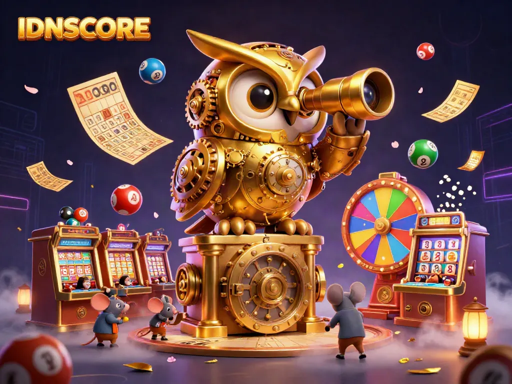 Engage with IDNSCORE through this dynamic 3D illustration of an exciting casino scene, featuring vibrant gaming elements.