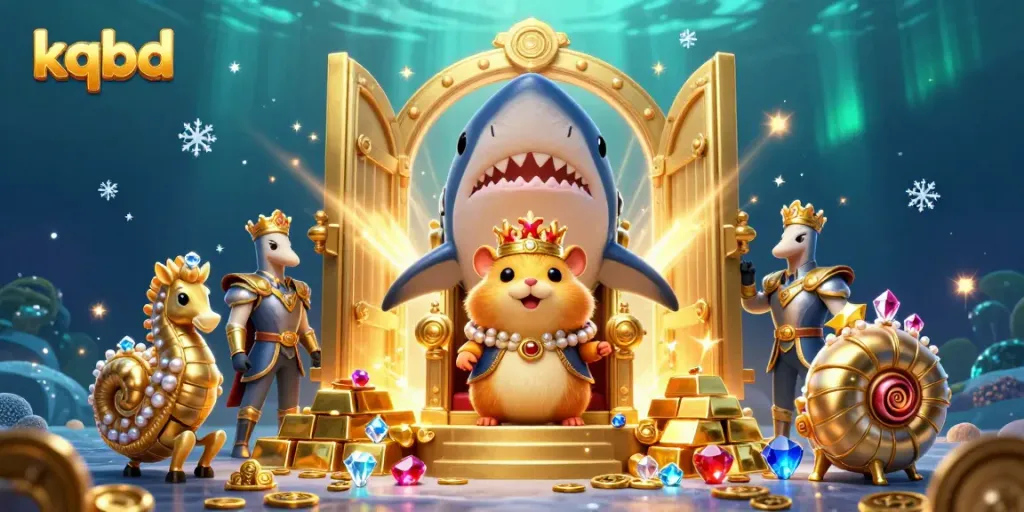 Engage in high-stakes action with kqbd showcasing a hamster king on a throne of treasures.