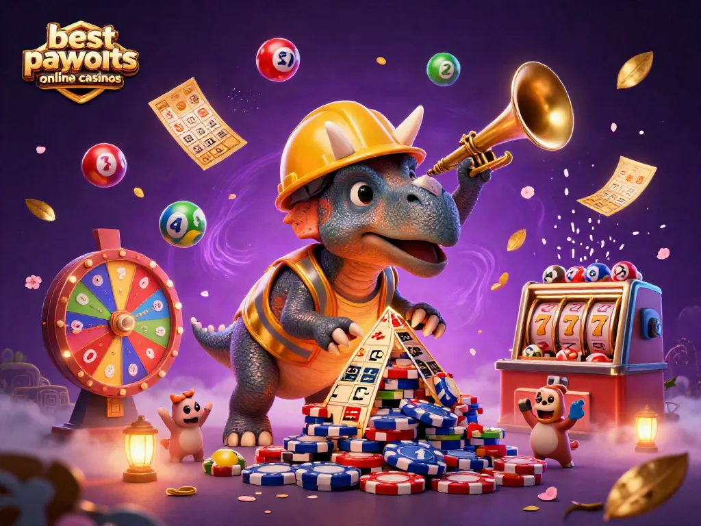 Experience the excitement of best payouts online casinos with colorful elements and lively characters celebrating wins.