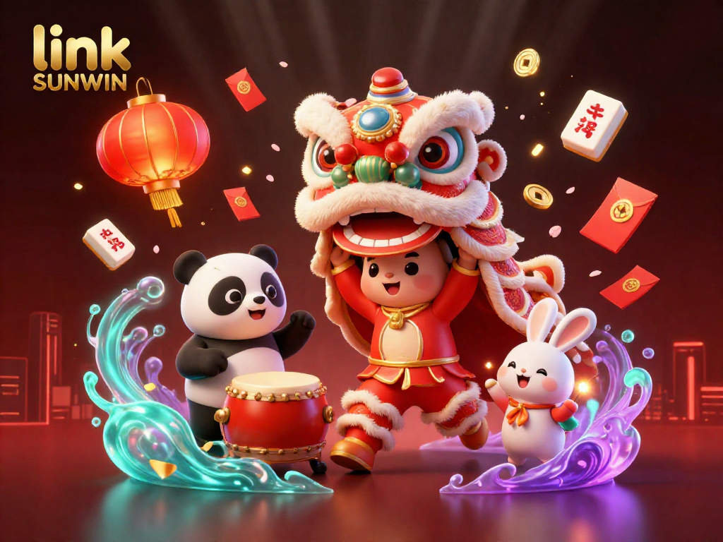 Engage with thrilling gameplay at link SUNWIN through vibrant casino visuals featuring mahjong tiles and festive elements.