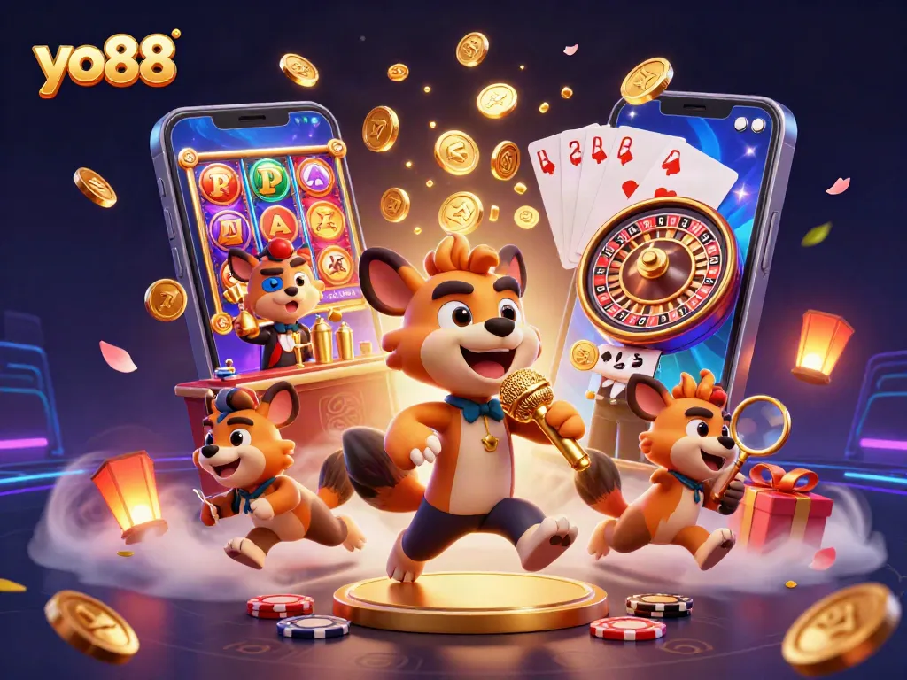 Experience excitement at yo88 with lively hyenas enjoying a comedy night at the casino.