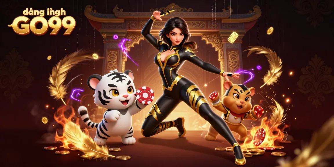Engage with your strategy at đăng nhập GO99, featuring vibrant 3D casino elements and dynamic characters.