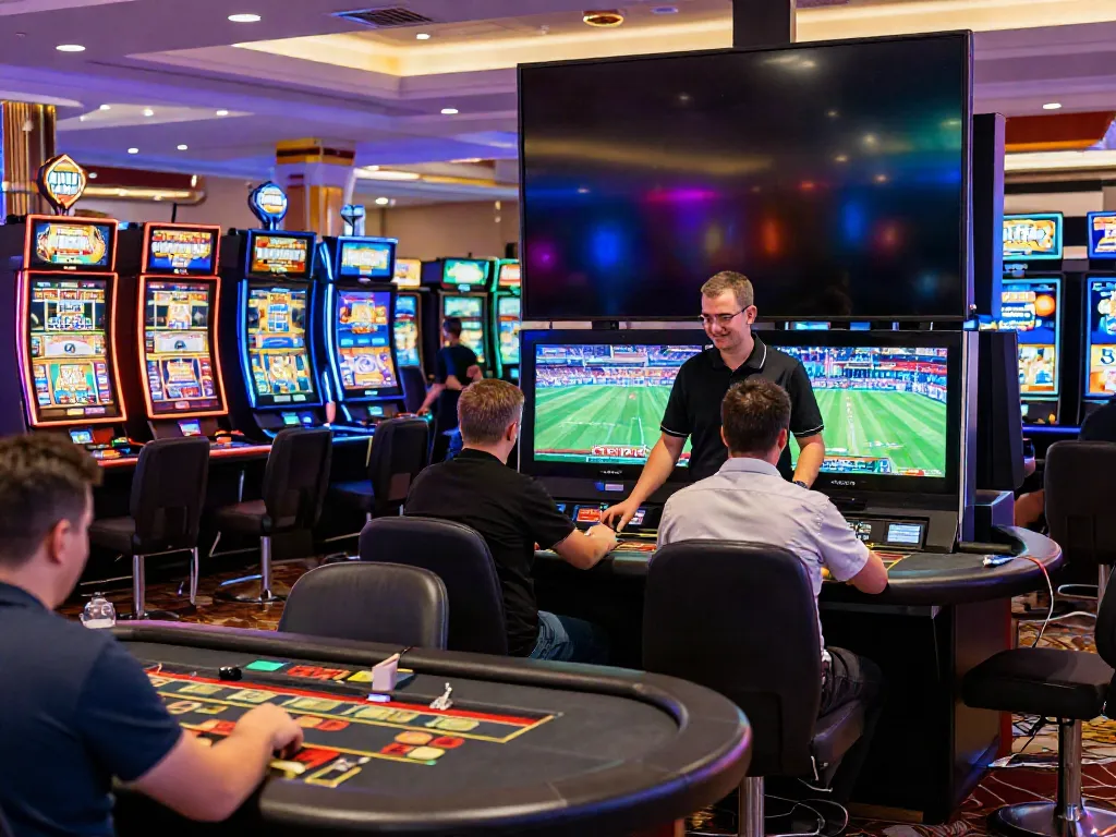 Exciting NET88 casino scene featuring live games, players, and vibrant atmosphere.
