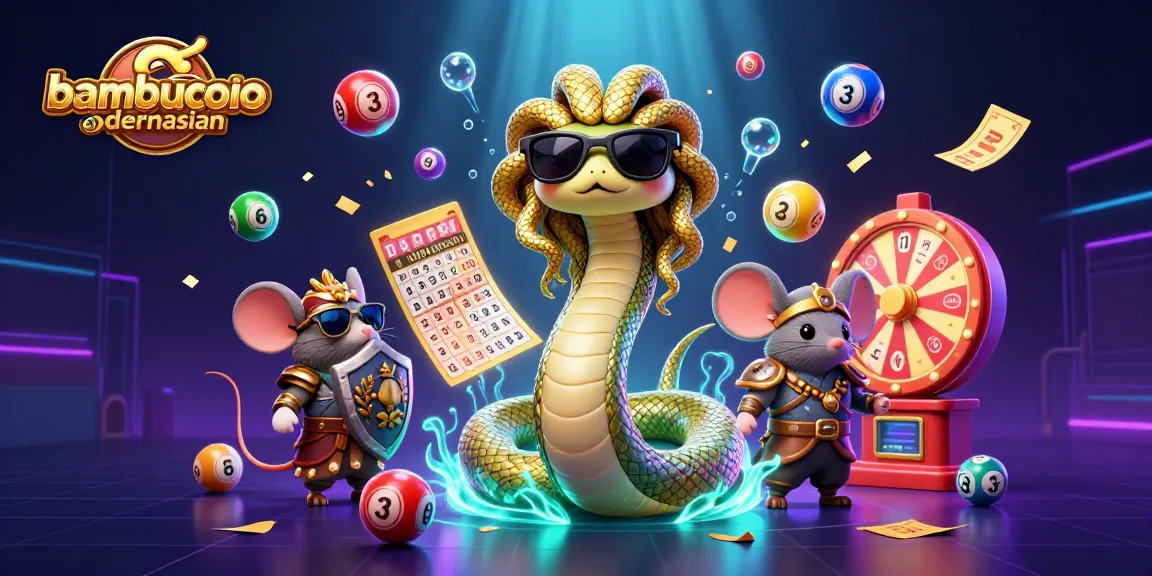 Bounce colorful lottery balls with "bambumodernasian" in a vibrant prize scene featuring Medusa and a warrior mouse.