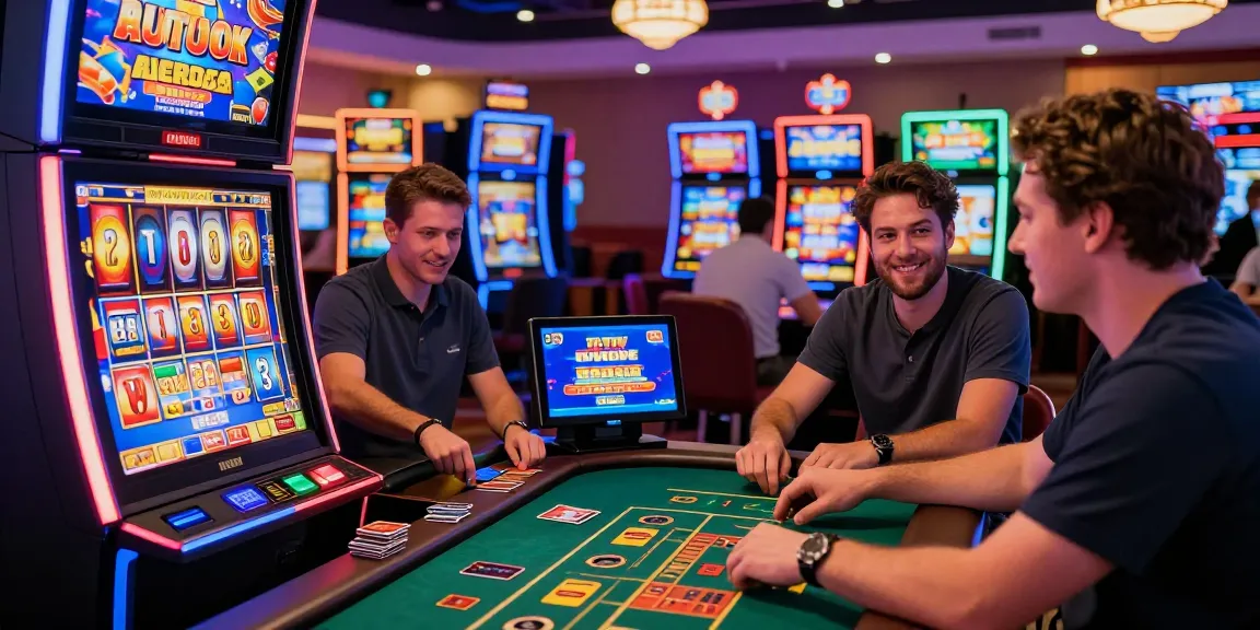 Players at casinos that accept credit cards enjoying games, showcasing vibrant slot machines and live dealer interaction.