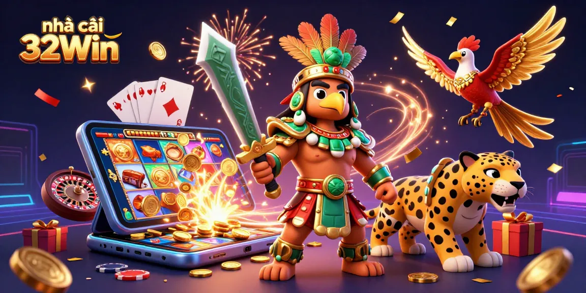 Experience thrilling gaming action from nhà cái 32Win with vibrant characters and dynamic slot games.