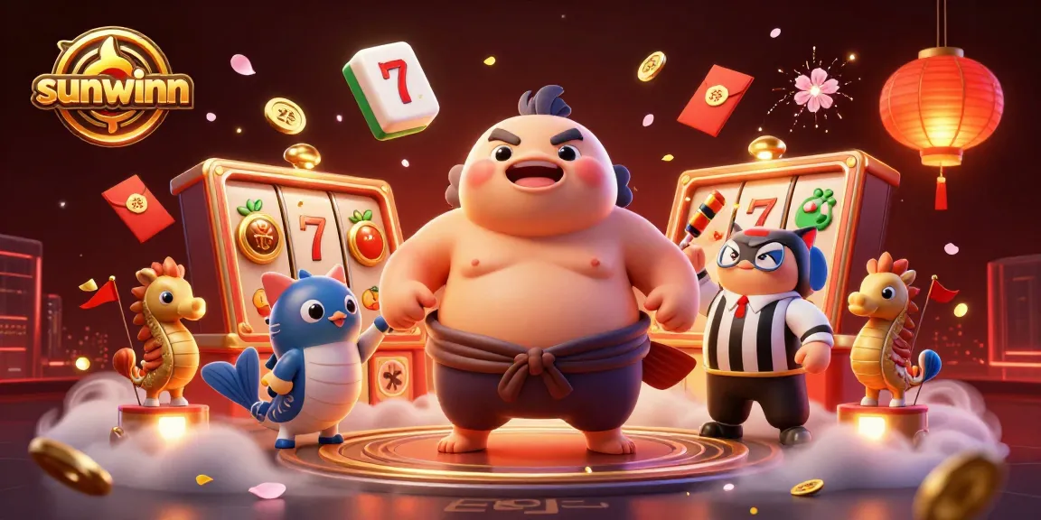 Experience thrilling slots with sunwinn in a vibrant underwater casino scene, featuring animated characters.
