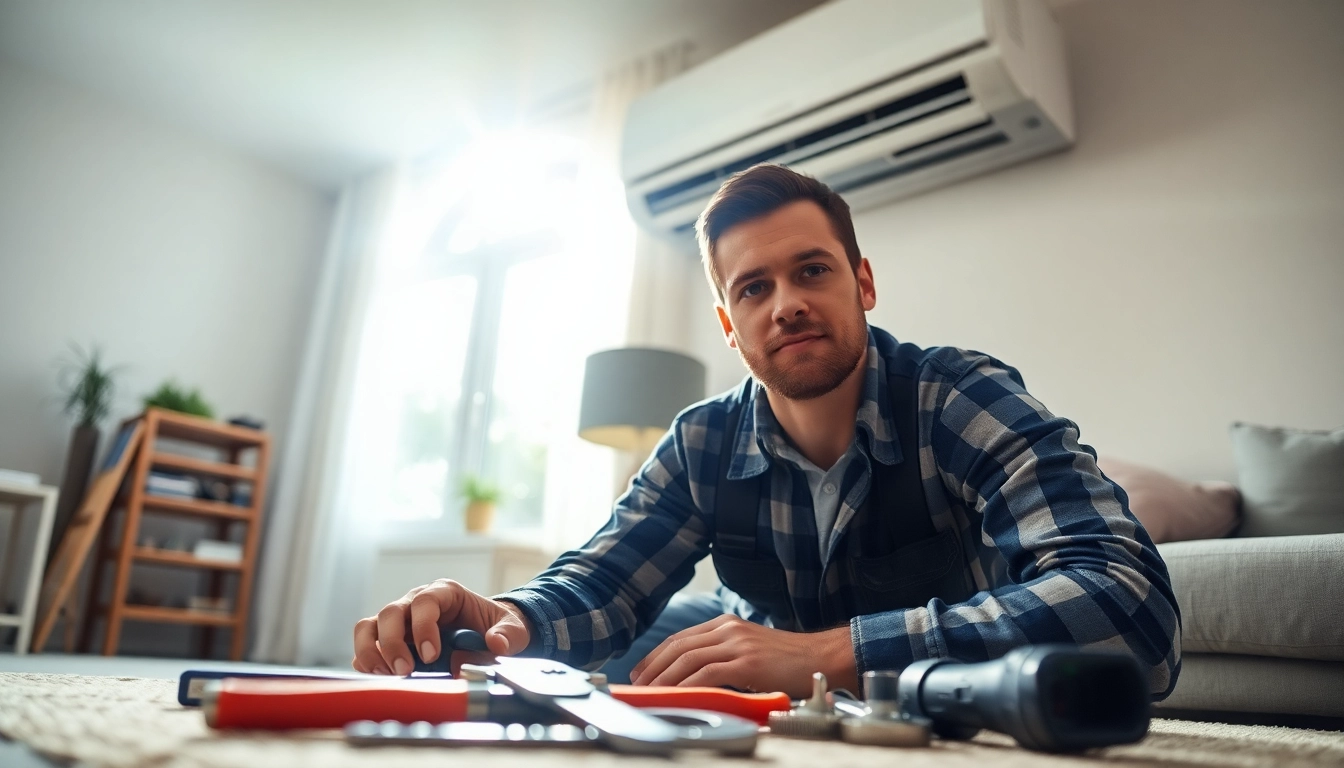 Expert AC Repair Tampa technician examines a residential unit in bright, natural light.