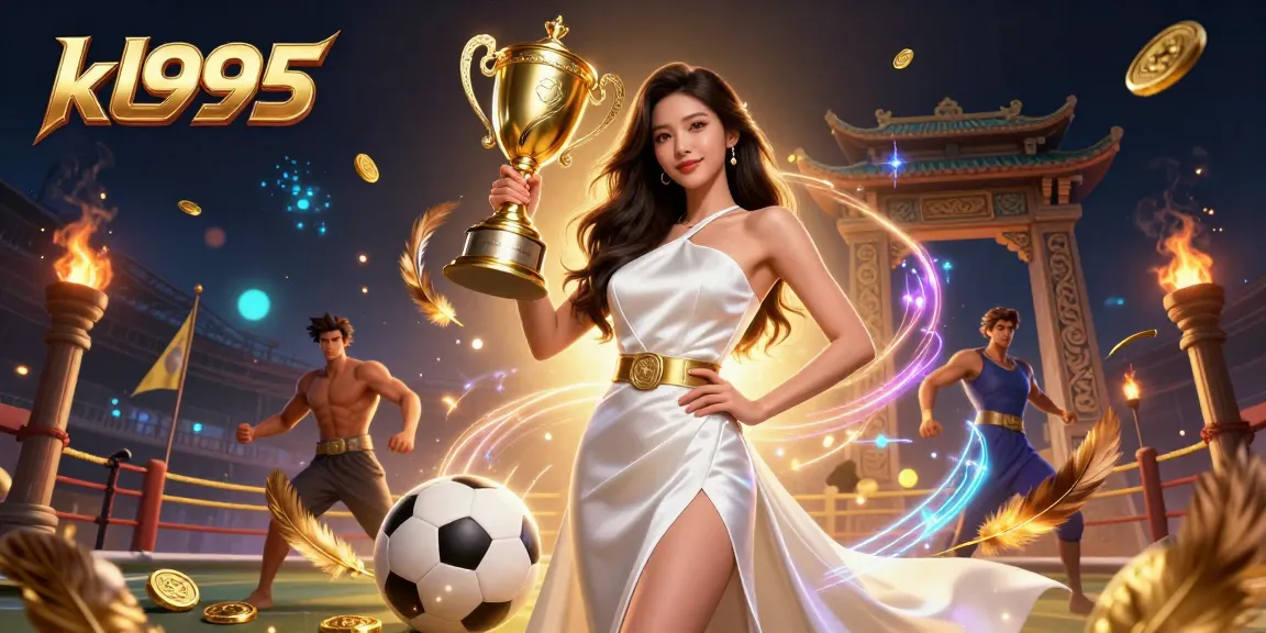 Experience thrilling wins at kl995 with an Asian woman celebrating victory in a glamorous setting full of betting elements.