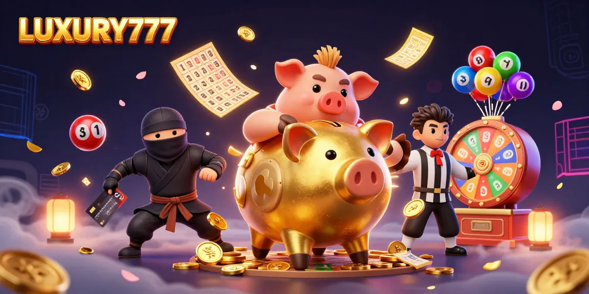 Memenangkan permainan slot di LUXURY777 dengan karakter yang penuh aksi dan suasana kasino yang meriah.