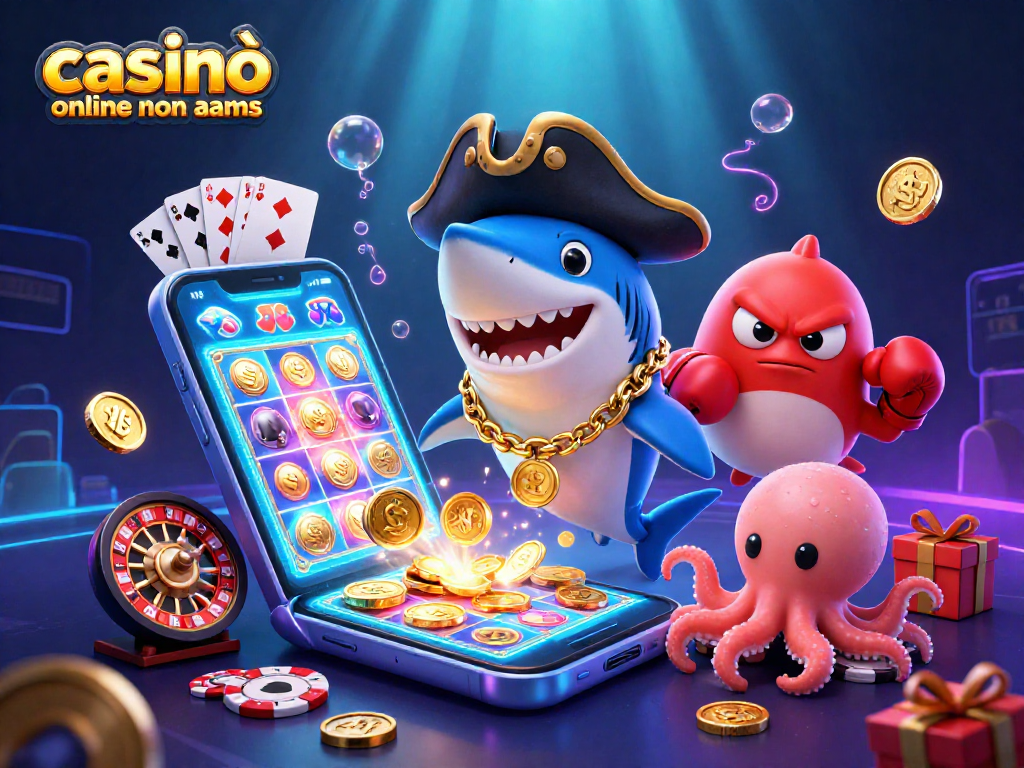Esplora i casinò online non AAMS con un nuovo look: squali, pesci puffer e polpi simili a cartoon.