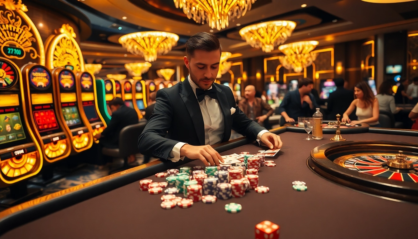 Cakhiatv offers an engaging casino scene with players enjoying poker, slots, and roulette.