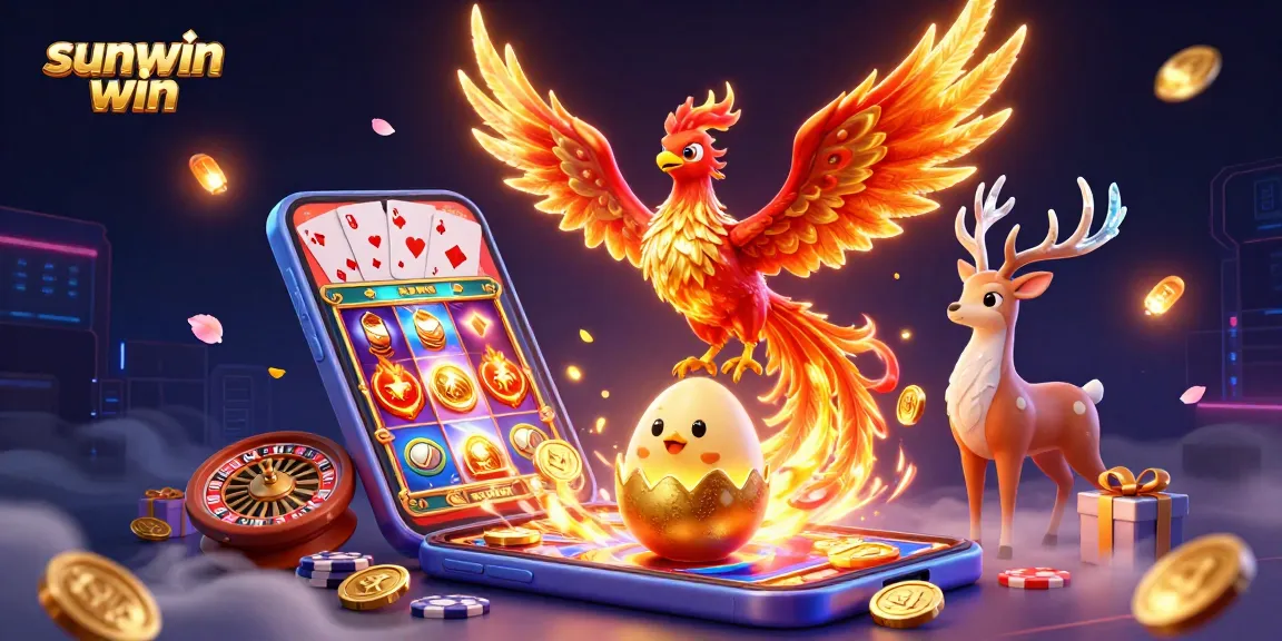Experience the excitement of sunwin win with vibrant casino elements in this dynamic artwork.