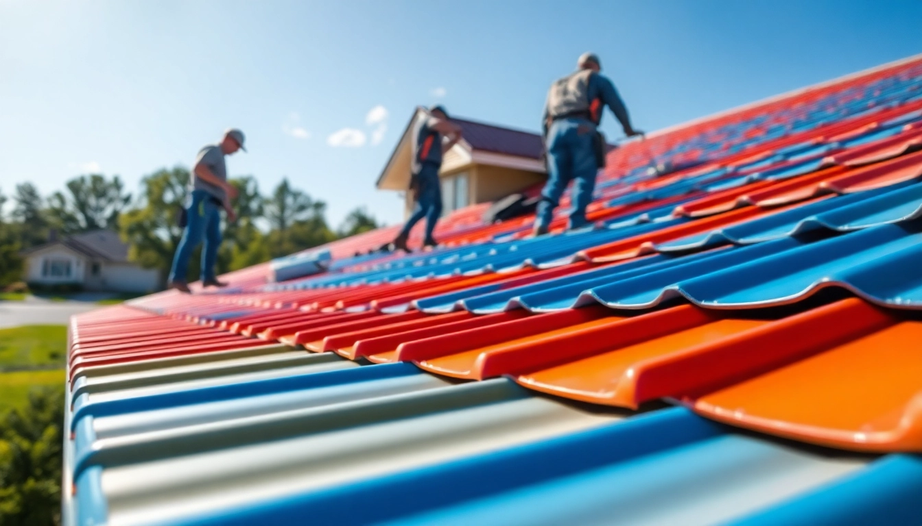 Watch skilled workers install durable metal roofing on a sunny residential home.