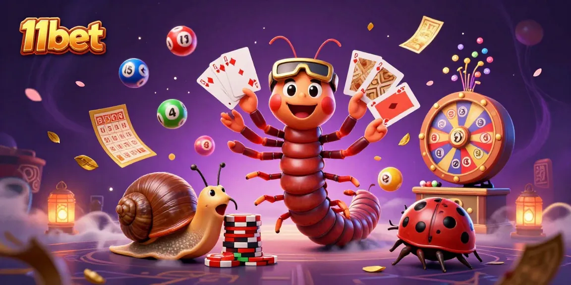 Engage with 11bet's exciting lottery elements in a vibrant, animated casino scene.