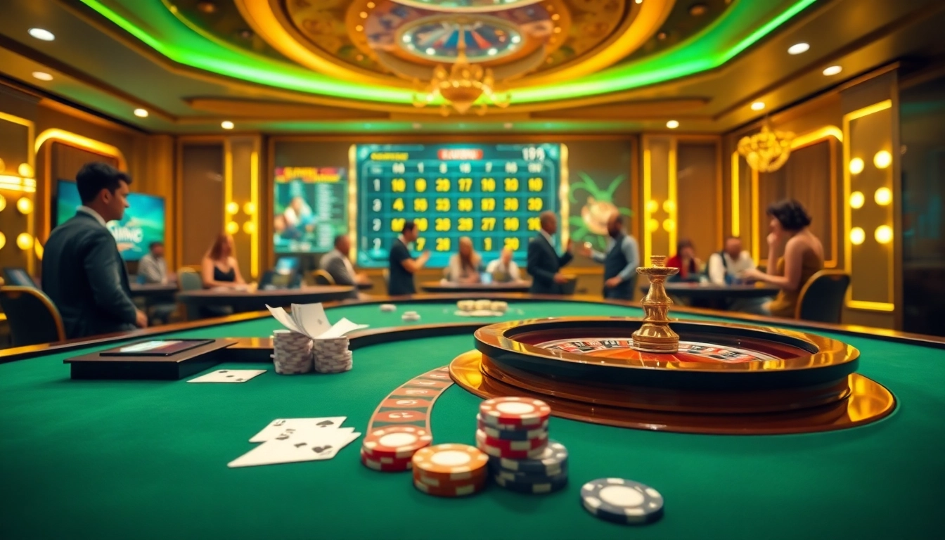 Engage with the exciting world of alo 789 betting on a luxurious casino table showcasing poker chips and roulette.