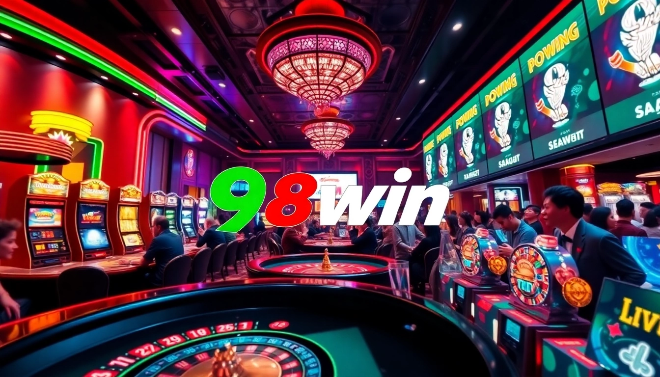 Exciting scene at 98win casino with vibrant games and lively players.