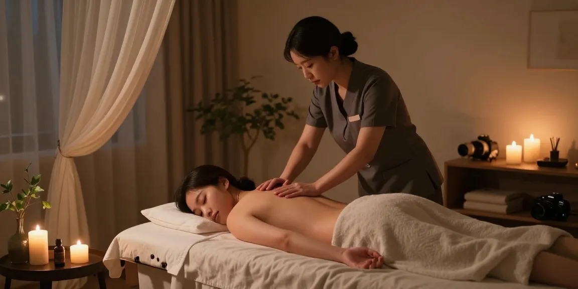 Relaxing 성남출장마사지 scene with skilled therapist providing soothing home massage in tranquil atmosphere.