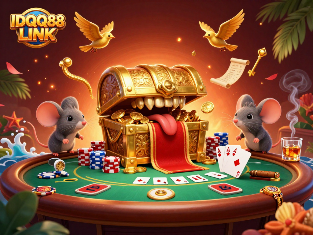 Experience the thrill of gaming with IDQQ88 LINK in this vibrant casino scene.