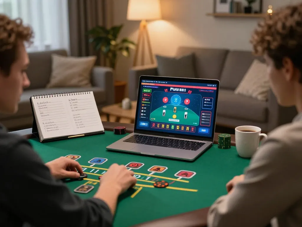 Engaging in a live dealer blackjack game on fly88 in a cozy home setting, enhancing online gaming experience.