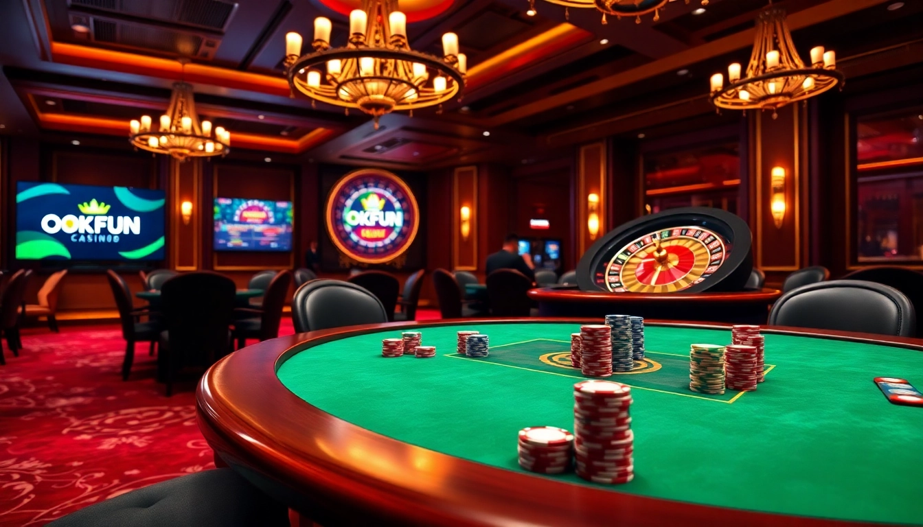 Experience thrilling gameplay at OKFUN’s luxurious casino tables.