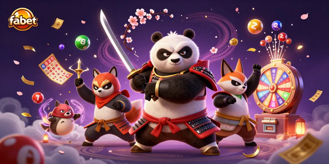 Engage with fabet's vibrant lottery scene featuring a samurai panda and magical elements.