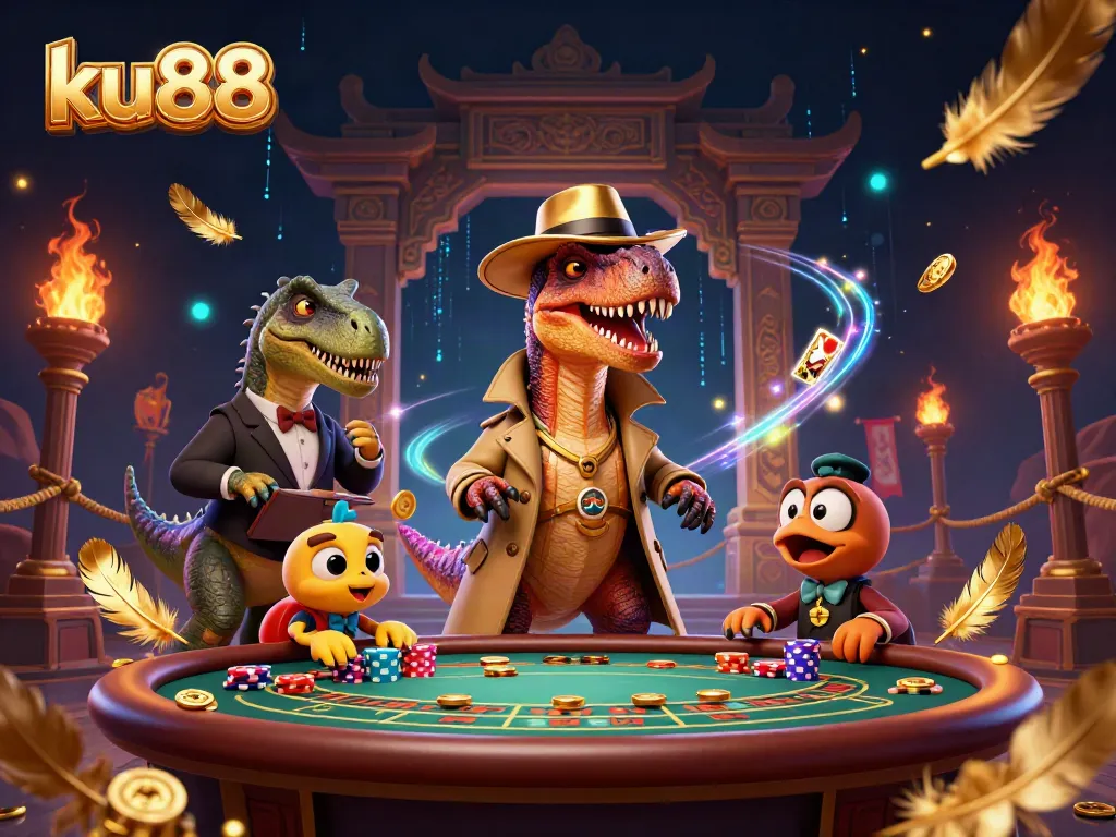 Experience the excitement of ku88 with dynamic characters in an engaging casino scene.