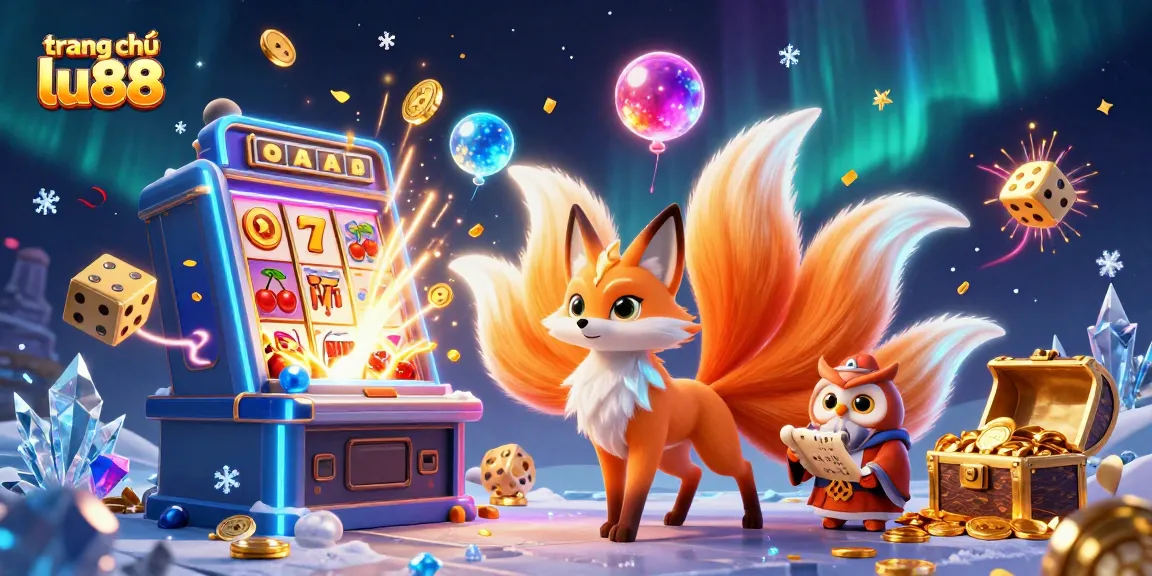Experience the vibrant world of trang chủ lu88 with a dazzling casino scene featuring animated characters and symbols.