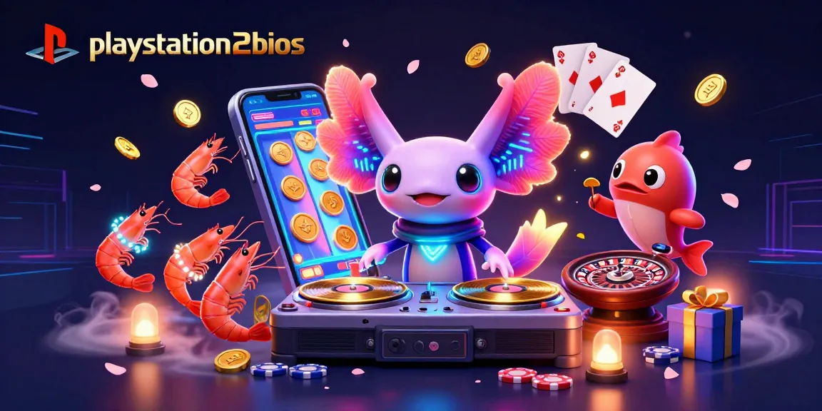 Engage with playstation2bios using colorful slot games in a vibrant 3D casino scene featuring unique characters and dynamic elements.