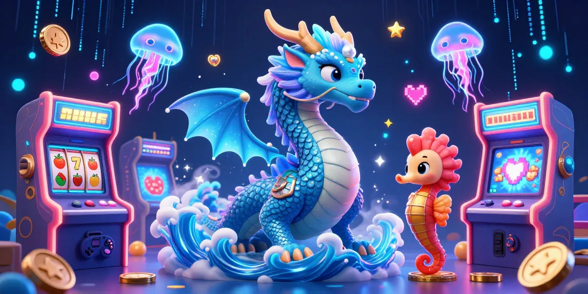Experience the thrill of slot games with a vivid dragon and seahorse knight in this imaginative illustration.