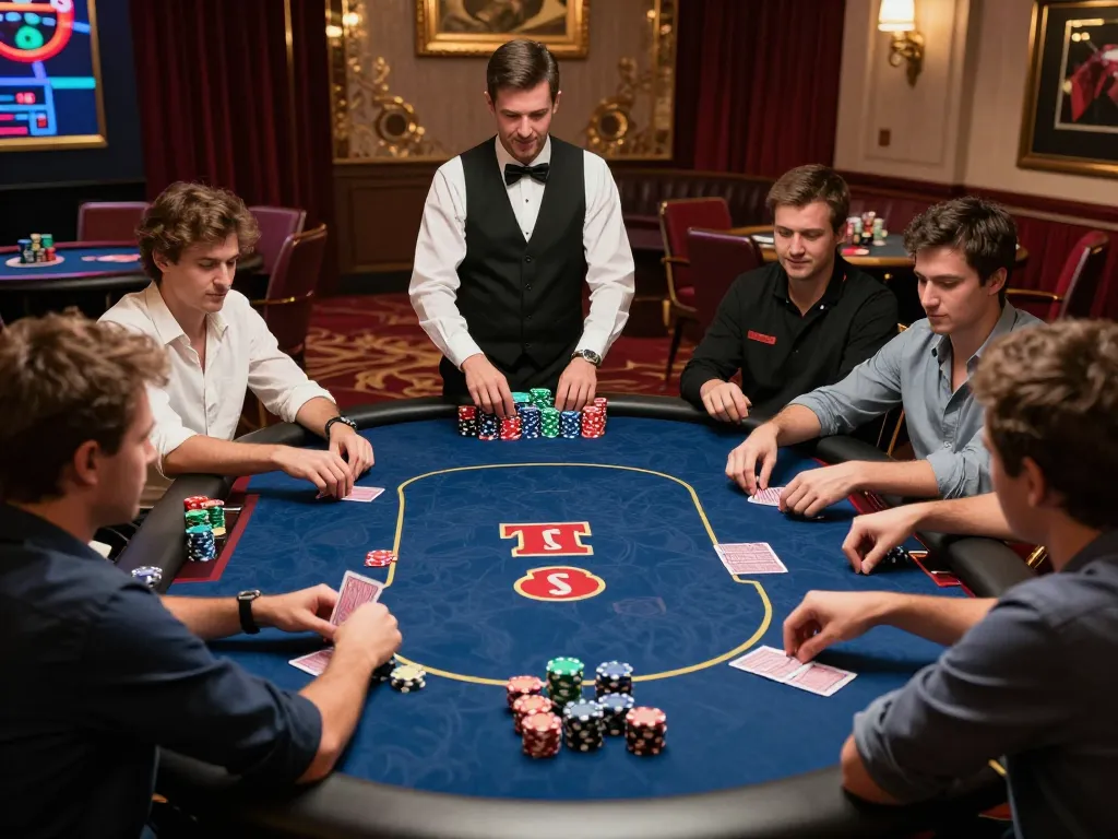 Engaged players at a high-stakes table showcasing strategic gameplay in 壹發娛樂 casino atmosphere.