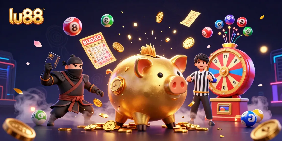 lu88 offers thrilling gameplay with a dynamic 3D cartoon scene showcasing casino excitement