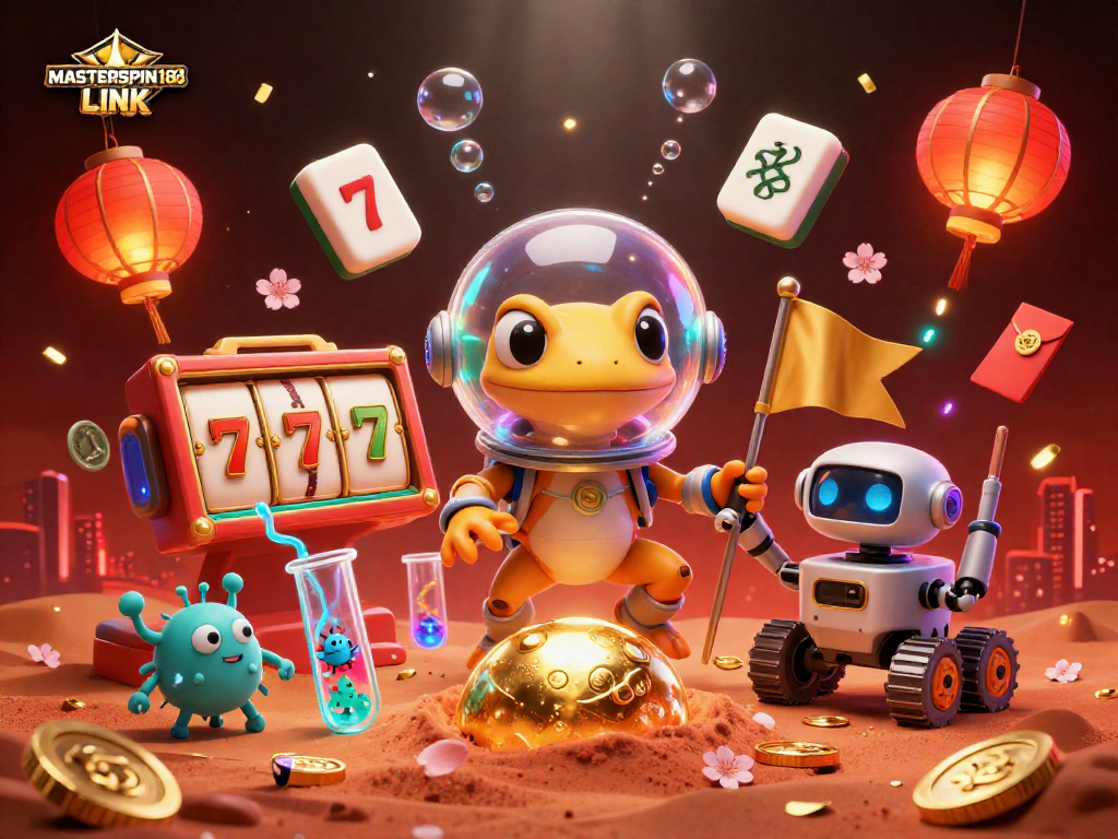 Spin to win with the MASTERSPIN188 LINK at the Martian casino adventure scene filled with excitement.