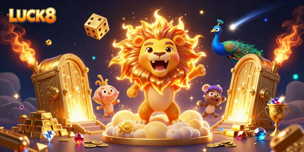 LUCK8 captivating illustration showcases a dazzling casino scene with vibrant elements and characters.