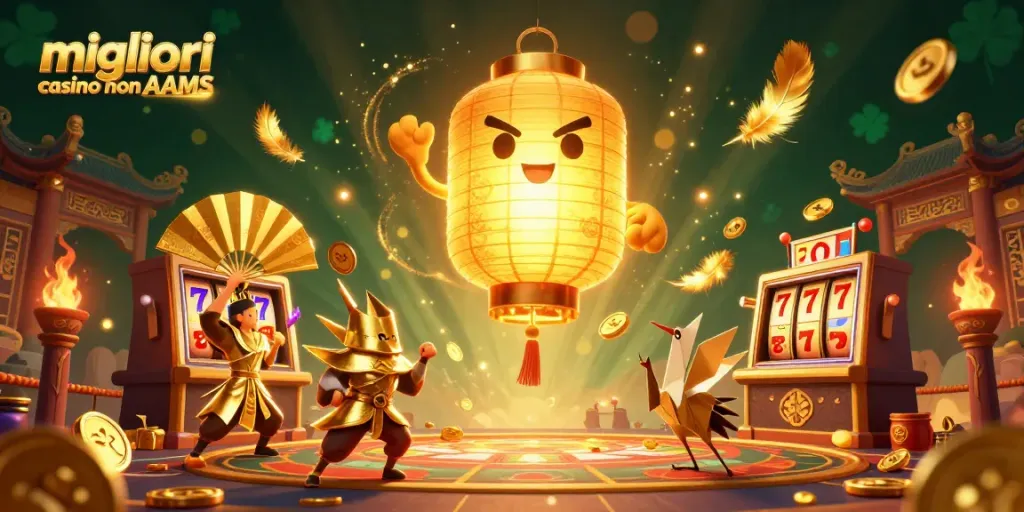Scopri i migliori casino non AAMS con l'illustrazione di un casinò vibrante ricco di dettagli