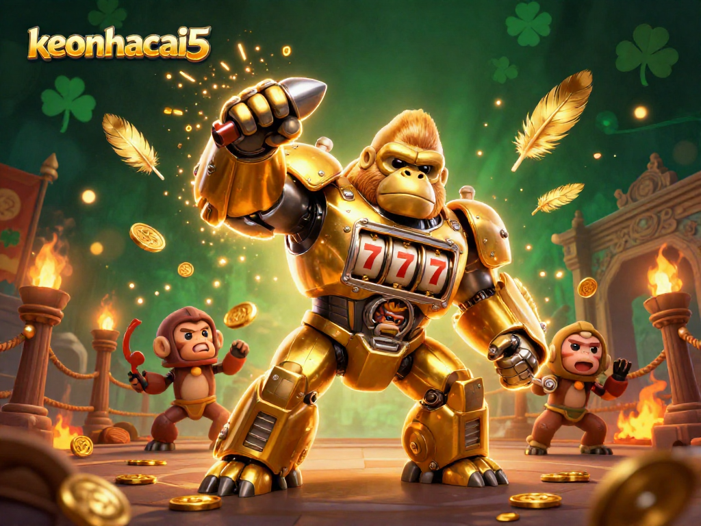 Experience winning strategies with keonhacai5 in a vibrant 3D casino battle scene filled with excitement.