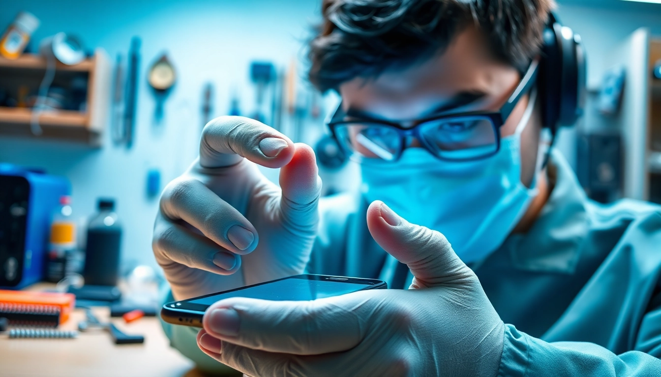 Sell Your iPhone with professional phone inspection in a clean workspace.