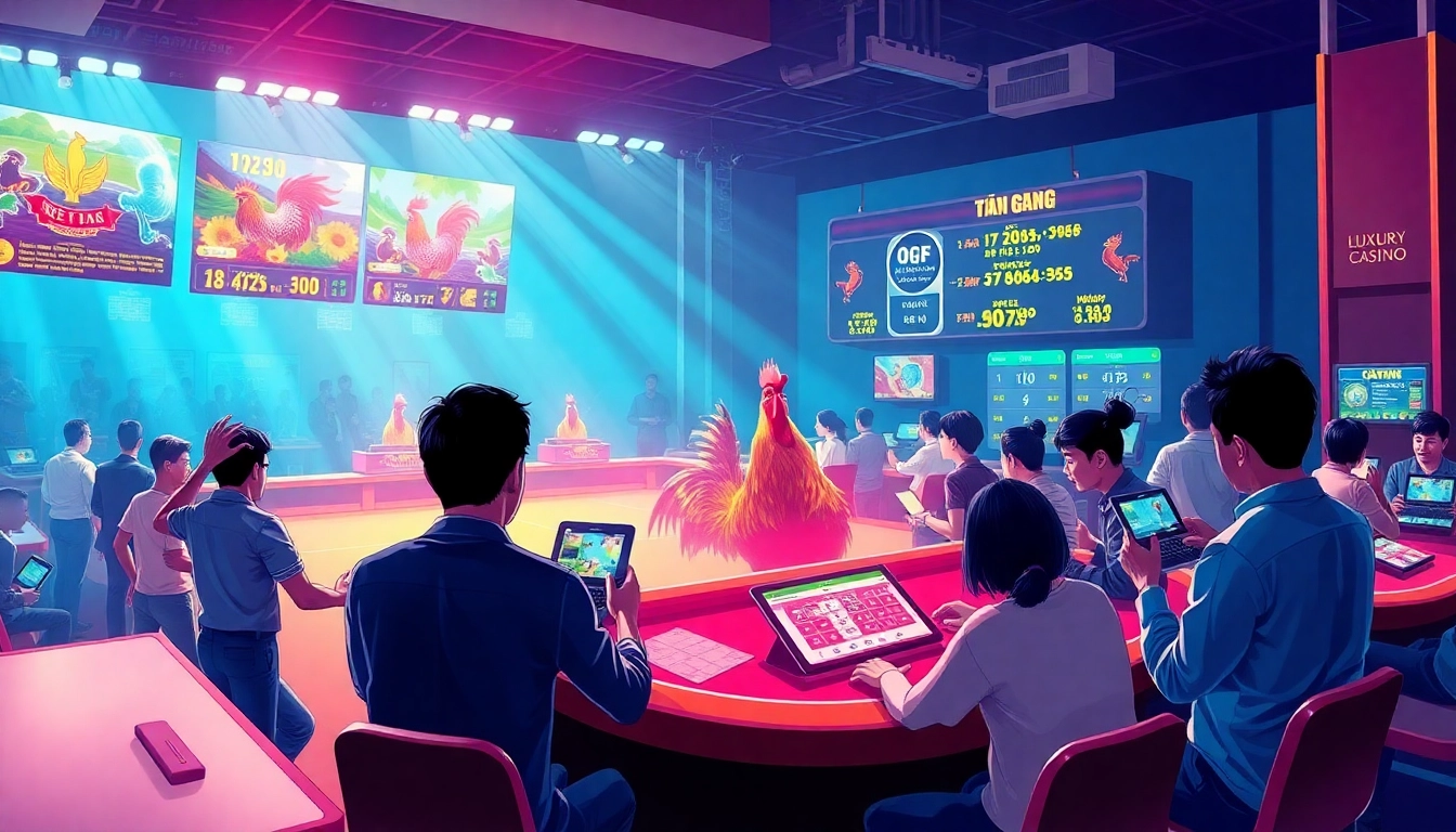 sv368 đá gà players engaging in an exciting online gambling atmosphere with dynamic betting elements