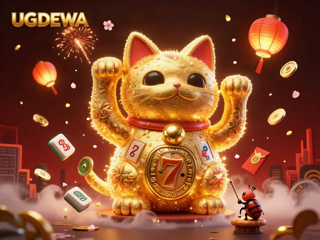 Experience captivating gameplay with the vibrant display of UGDEWA’s lucky cat and casino symbols.
