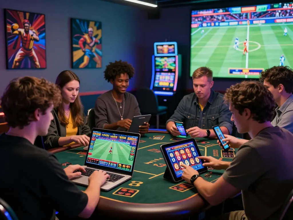 VN88 online gaming scene showing players engaged in sports betting and casino games in an exciting atmosphere.