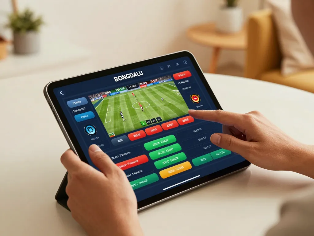 BONGDALU app offers thrilling sports betting action on a modern tablet, enhancing user experience.