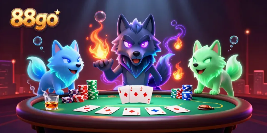 Experience the thrill of high-stakes gaming at 88go with vibrant poker action and spectral elements.