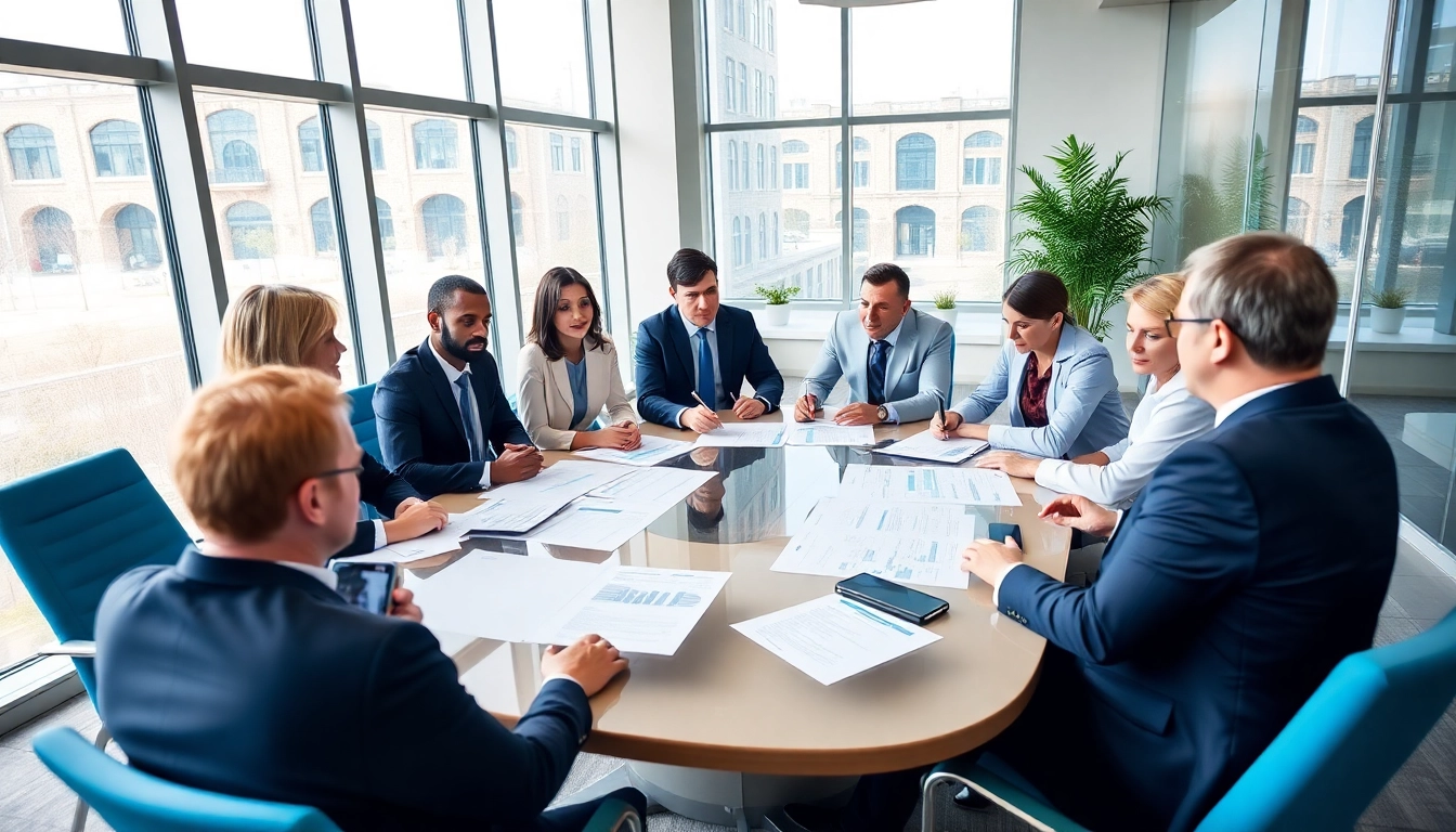 Engaging professionals discussing Federal and State contracts during a business meeting.