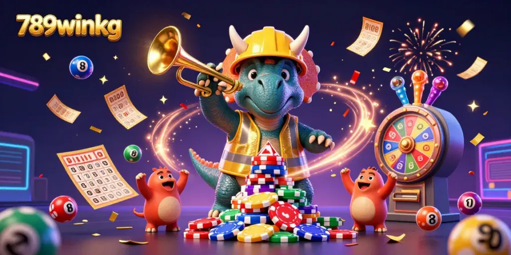 Experience excitement at 789winkg with a vibrant casino celebration scene filled with gaming elements.