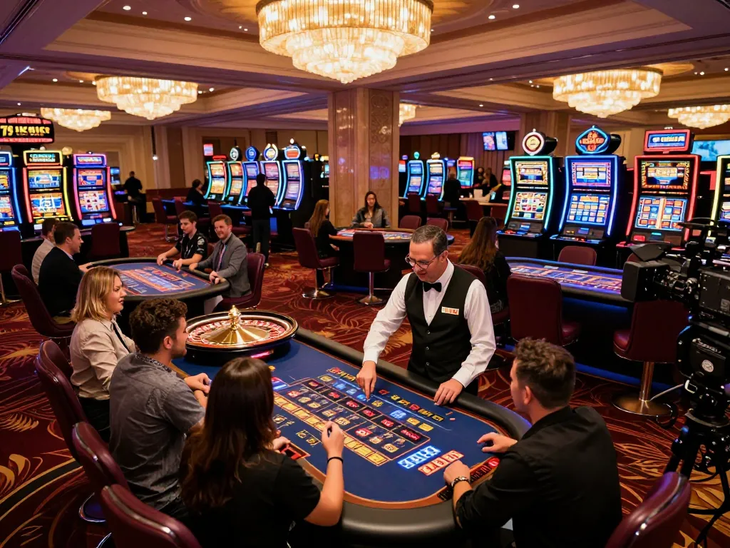 Experience thrilling gameplay at 79king casino with players engaged at game tables and slot machines